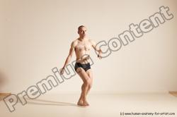 Underwear Gymnastic poses Man White Slim Bald Dancing Dynamic poses Academic